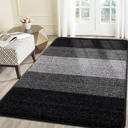 Smiry Dog Door Mat for Muddy Paws, Absorbs Moisture and Dirt, Low-Profile Entryway Mat with Non-Slip Backing, Entry Indoor Outdoor Doormat for Inside Floor (30x20 Inches, Grey, Striped)