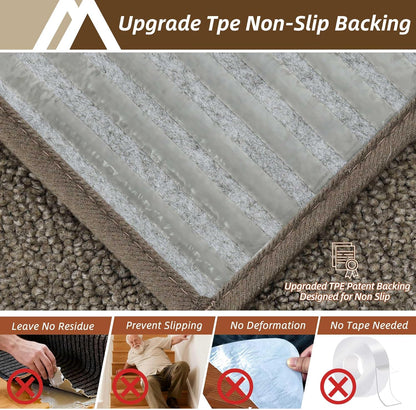 COSY HOMEER Edging Stair Treads Non-Slip Carpet Mat 28inX9in Indoor Stair Runners for Wooden Steps, Edging Stair Rugs for Kids and Dogs, 100% Polyester TPE Backing (7pc, Beige)