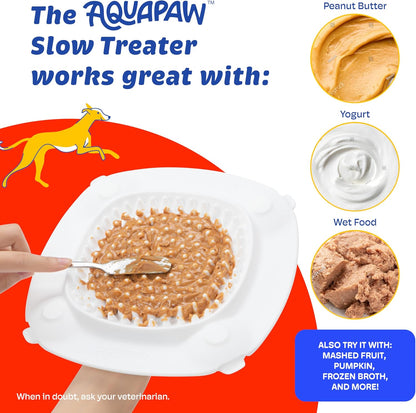 Aquapaw Lick Mat for Dogs 2-Pack XL, Suction Cup Dog Slow Feeder Pad & Licking Mat for Peanut Butter Treats – Calming Dog Bathing Aid, Stress Relief & Mental Stimulation for All Breeds - White