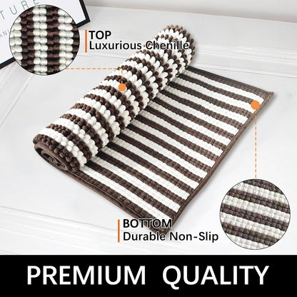 Dog Door Mat for Muddy Paws - Absorbent Quick-Dry Non-Slip Washable Chenille Pet Rug, Indoor Entryway Mat for Front Door & Crate (Brown, 24" L*16" W)