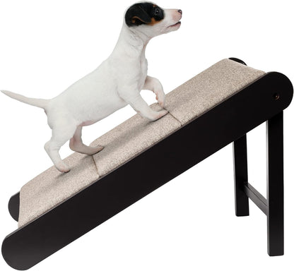 Pet Ramp - Foldable Wooden Dog Ramp for Getting onto Beds, Couches, or Into Vehicles - Dog Accessories for Small Dogs by PETMAKER (Brown)