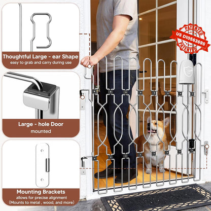 Snagle Paw Extra Tall Metal Retractable Door Barrier, 28.4" Wide 35" Tall Safety Dog Gate for Front Door,Easy Install Retractable Pet Gate for Recreational Vehicle,Doorways