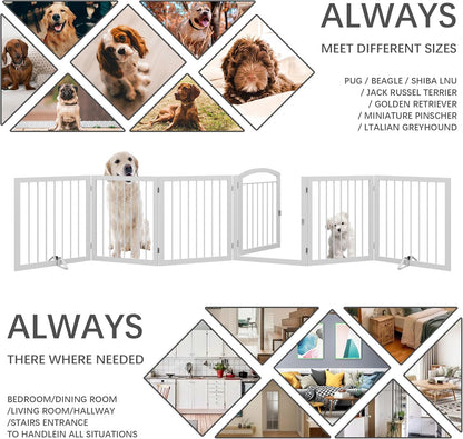 JSB 96-inch Extra Wide 30-inch Tall Dog gate with Door Walk Through, Freestanding Pet Gate for Halls, Stairs & Home, Pet Puppy Safety Dog Fence with 2PCS Support Feet (Black)