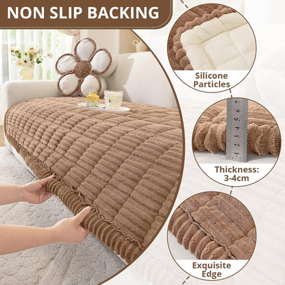 OstepDecor Couch Cover for Dogs, Washable Non Slip Sofa Cover for Pets, Soft Couch Covers for Sofa, Loveseat and Sectional, Furniture Protector Against Pet Hair & Scratches (27.6" x 27.6", Khaki)