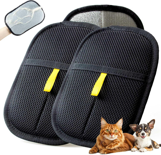 Thickened Pet Hair Removal Glove - Electrostatic Cat Dog Hair Remover Glove, Reusable Magic Brush Pet Hair Remover Tool for Couch, Carpet, and Car Seat (Black,1 Pack)