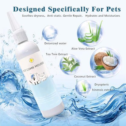 Pet Steam Brush for Dog & Cat – 3-in-1 Spray Hair Removal Comb for Shedding & Grooming, Softens Fur & Reduces Static – Water Brush for Long & Short Coats, Bath-Hating Pets, Includes Waterless Shampoo