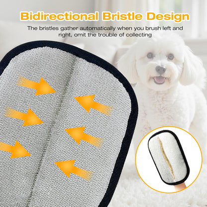 2 Pcs Reusable Electrostatic Pet Hair Remover Glove & Magic Brush, Cat & Dog Hair Removal Grooming Gloves for Furniture, Couch, Carpet, Car Seat, Clothes