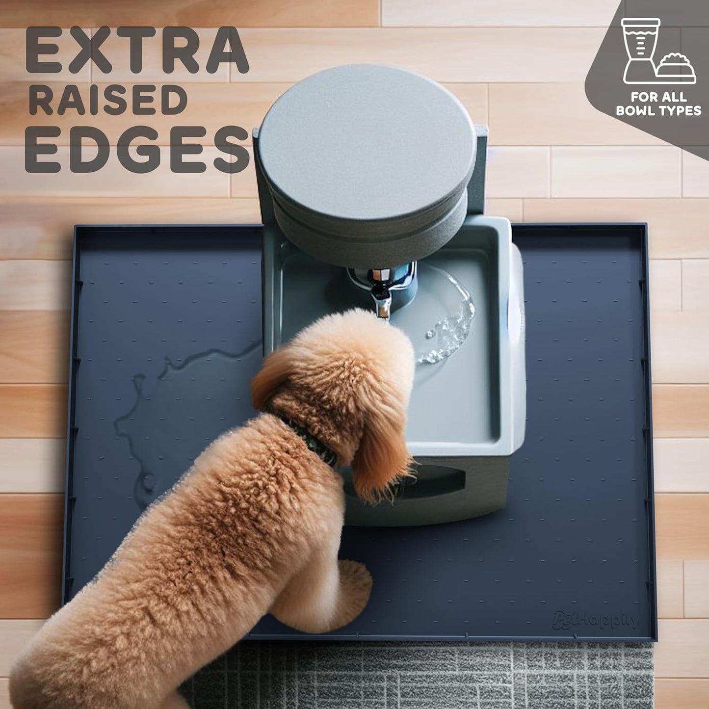 Dog Food Mat - Raised Edges Dogs Mat for Food and Water Prevent Spill, Waterproof Cat Food Mats Protect Floors, Easy Clean Dog Bowl Mats for Food and Water, Silicone Pet Feeding Placemats