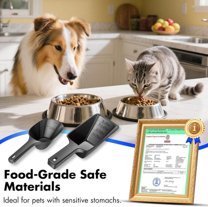 Food Scoop, Cup Capacity Dog Food Scooper With Measuring Lines For Dog, Puppy and Cat Coffee Bean Scoop, Flour Scoop 2 Pack (Grey)
