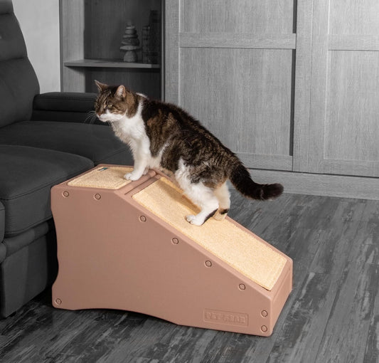 Pet Gear Stramp Stair and Ramp Combination for Dogs/Cats, Easy Step, Lightweight/Portable, Sturdy, Easy Assembly (No Tools Required) 1 Model, Coffee Bean