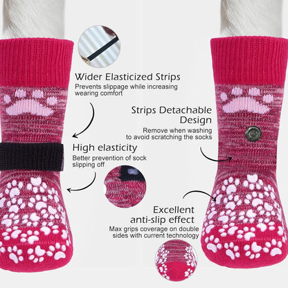 EXPAWLORER Anti Slip Dog Socks to Prevent Licking Paws, Dog Shoes for Hot Pavement, Dog Booties for Small Medium Large Senior Dogs, Traction Control Boots & Paw Protectors for Hardwood Floors