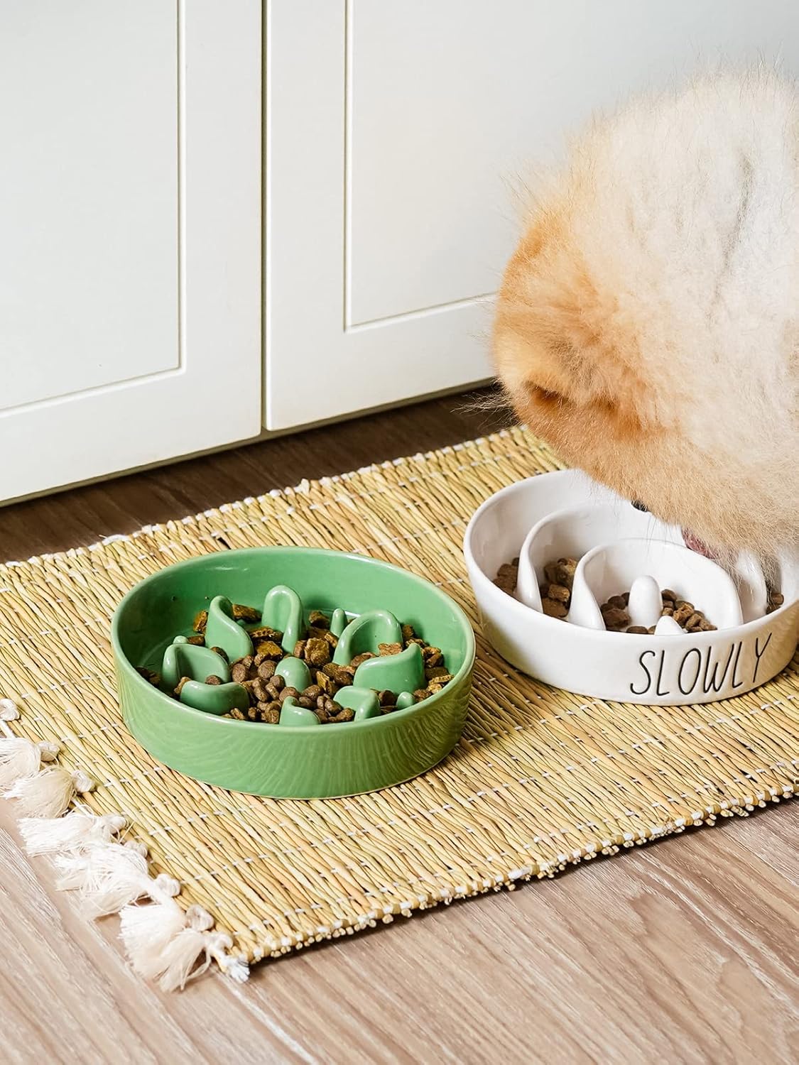 LE TAUCI Dog Bowls Slow Feeder Ceramic, 1.5 Cup Slow Feeding Bowl for Small and Medium Breed, Puzzle Dog Food Bowl for Fast Eater, Maze Purple