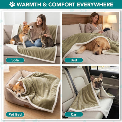 PetAmi Dog Blanket for Medium Large Dogs, Pet Bed Blanket Cat Puppy Kitten, Fleece Furniture Couch Cover Protector Sofa Car, Soft Sherpa Dog Throw Plush Reversible Washable, 40x60 Plaid Dark Gray