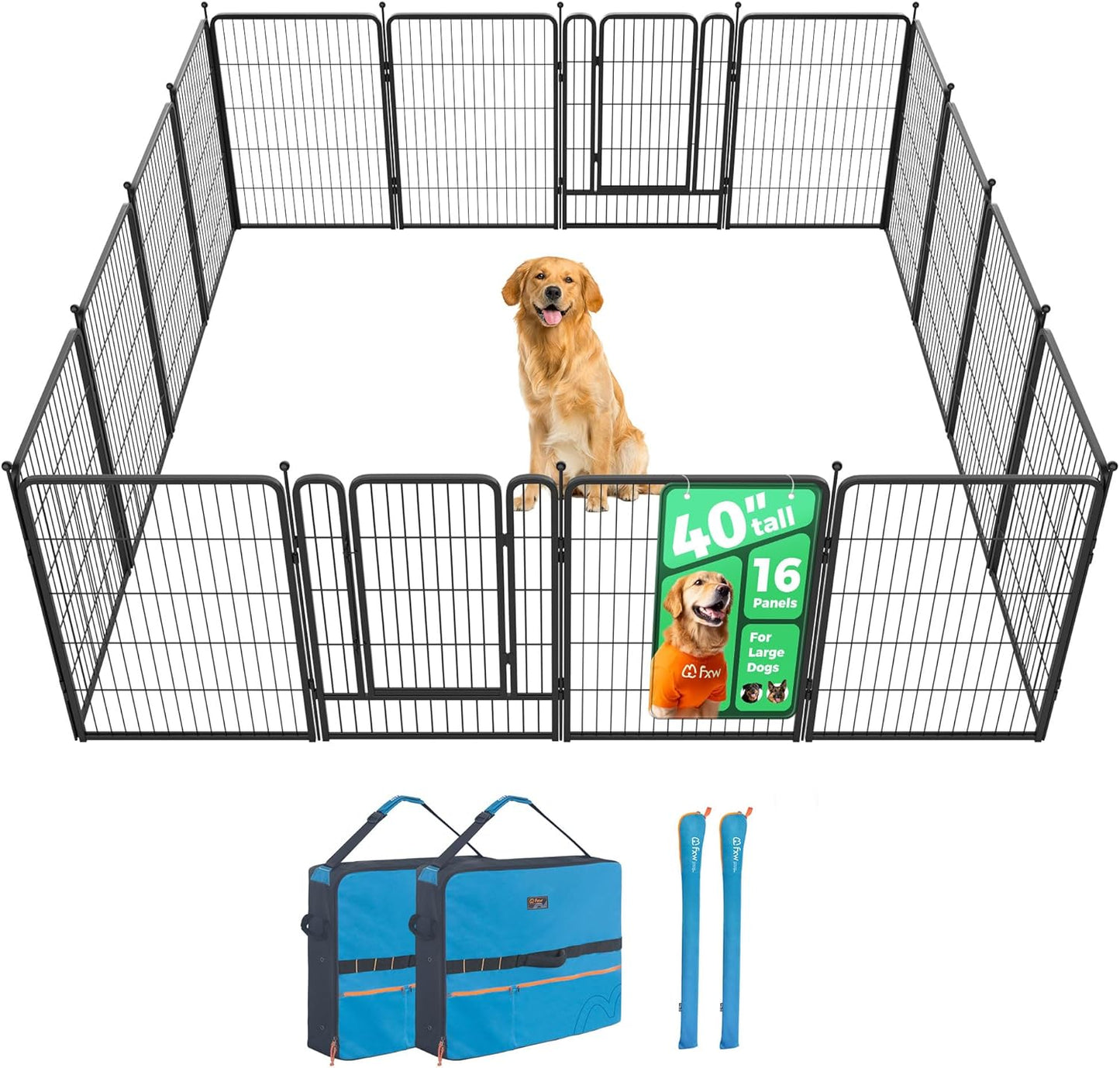 FXW Rollick Unleashed Dog Playpen for Indoor, Yard, RV Camping, 24 inch 8 Panels for Small and Puppy Dogs, Black│Patented
