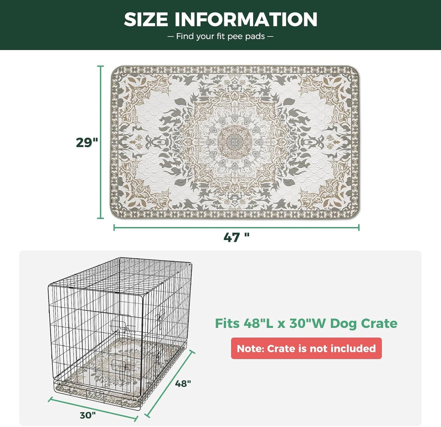 FXW Washable Pee Pads for Dogs, Puppy Pads with Super Absorbent, Specifically Designed for FXW Rollick/Homeplus 24inch 6 Panels Dog Playpen, 39" x 63" Rectangle, Khaki, 1 Pack