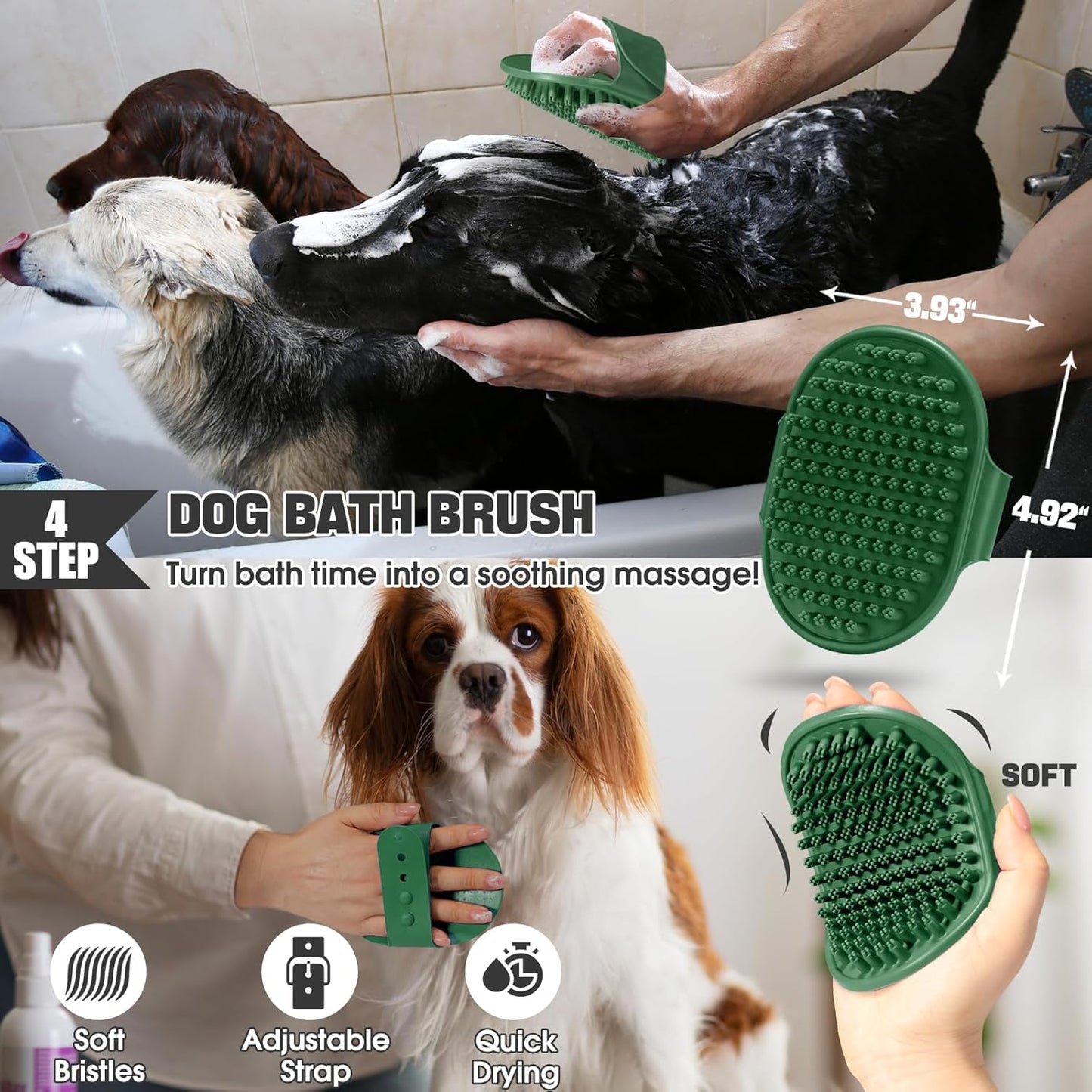 Bonteck Dog Slicker Brush for Dogs Grooming Kit 5PCS | Large Dog Brush for Goldendoodles Poodles Doodles | Long Pin Haired Brush | Poodle Brushes and Comb (Purple)