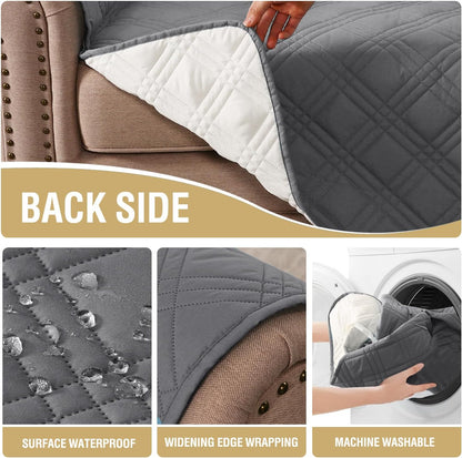 H.VERSAILTEX 100% Waterproof Slipcovers for Couches and Sofas Modern Pet Couch Cover Thick Soft Furniture Protector with Elastic Straps(Sofa, Lily Pad/Beige)