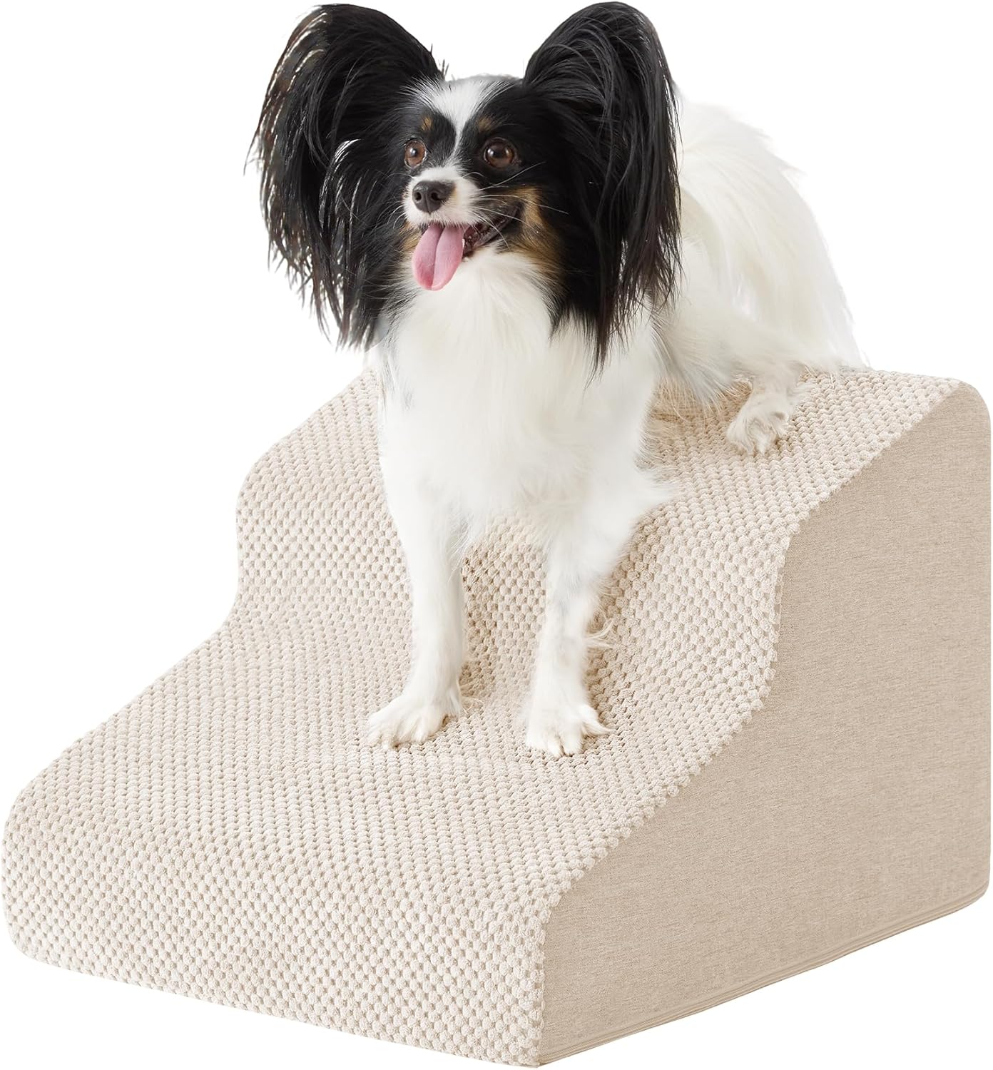 Dog Stairs for Bed 23’’ H, 5-Step Dog Steps for High Bed, Foldable Pet Stairs for Small Dogs and Cats to Get on Beds, Couch, Non-Slip Balanced Pet Steps and Ramp with Waterproof Cover, Grey