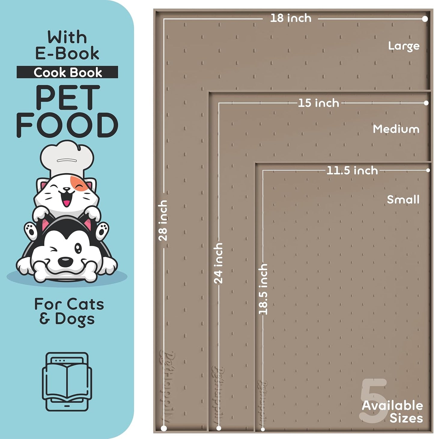 Dog Food Mat - Raised Edges Dogs Mat for Food and Water Prevent Spill, Waterproof Cat Food Mats Protect Floors, Easy Clean Dog Bowl Mats for Food and Water, Silicone Pet Feeding Placemats