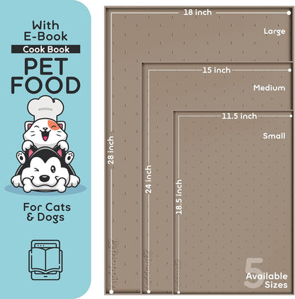 Dog Food Mat - Raised Edges Dogs Mat for Food and Water Prevent Spill, Waterproof Cat Food Mats Protect Floors, Easy Clean Dog Bowl Mats for Food and Water, Silicone Pet Feeding Placemats