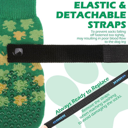 EXPAWLORER Anti Slip Dog Socks to Prevent Licking Paws, Dog Shoes for Hot Pavement, Dog Booties for Small Medium Large Senior Dogs, Traction Control Boots & Paw Protectors for Hardwood Floors