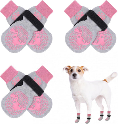 SCENEREAL 6Pcs Anti Slip Dog Socks to Prevent Licking Paws for Hot/Cold Pavement, Dog Grippy Socks for Hardwood Floors, Dog Shoes for Boots & Paw Protectors for Puppy Small Medium Large Senior Dogs