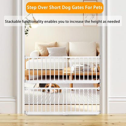 SHYUJAJIE Dog Gate for Small Dogs,Adjustable 18-48" Extra Wide Short Dog Gate for doorways,Low Pet Gate to Step Over for Stairs(White, 10" Height)