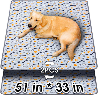 Hompet Dog Grass Pad with Tray Large, 35"x22.5", 2 Reusable Artificial Turf for Dogs Potty, Waterproof Non-Slip Washable Pee Pads, Quickly Absorbency Portable Dog Litter Box for Indoor/Outdoor Use