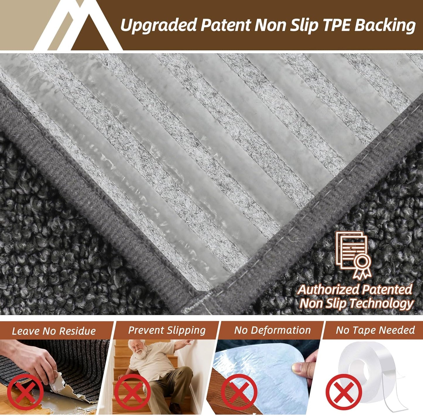 COSY HOMEER Edging Stair Treads Non-Slip Carpet Mat 28inX9in Indoor Stair Runners for Wooden Steps, Edging Stair Rugs for Kids and Dogs, 100% Polyester TPE Backing (7pc, Beige)