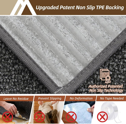 COSY HOMEER Edging Stair Treads Non-Slip Carpet Mat 28inX9in Indoor Stair Runners for Wooden Steps, Edging Stair Rugs for Kids and Dogs, 100% Polyester TPE Backing (7pc, Beige)