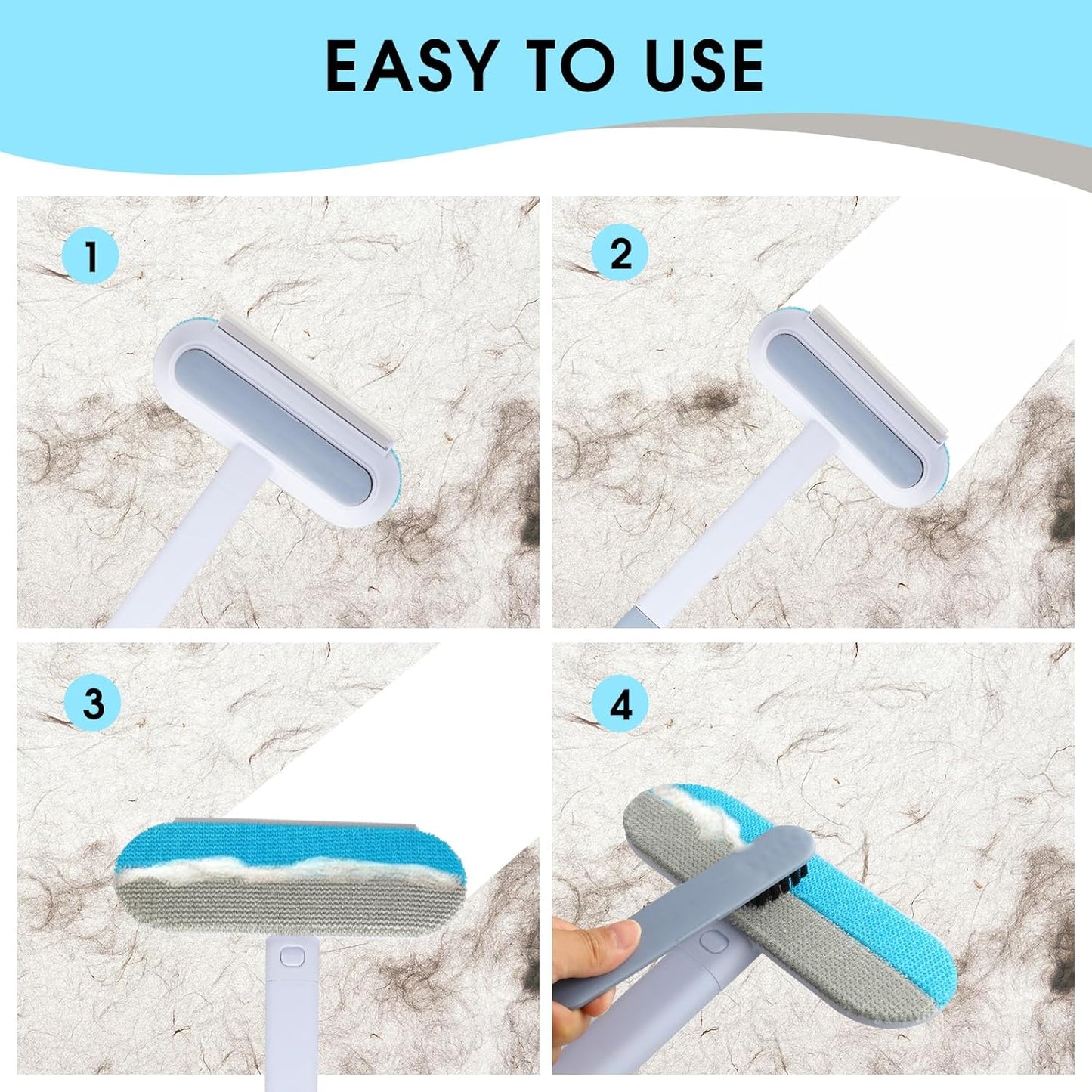 2 Pcs Pet Hair Remover for Furniture, Reusable Lint Roller for Couches, Carpets, Clothes, Bedding (17 Inch)