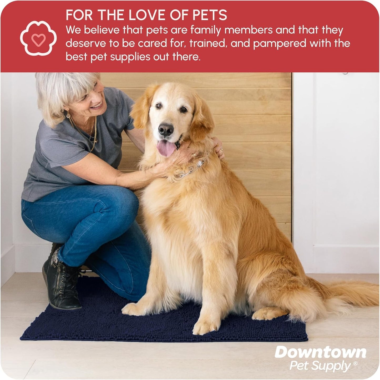 My Doggy Place Dog Mud Mat, 36"x26" Ash – Thick Microfiber Entry Rug for Snow, Mud & Salt – Absorbent, Quick-Dry, Washer-Safe & Non-Slip, Large