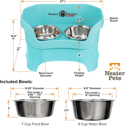 Neater Pet Brands Neater Feeder Deluxe Mess Proof Dog Bowls Elevated for Large Dogs Over 40 lbs, Made in USA, No Spill Raised Dog Food Bowl Stand Feeding Station, Food and Water Bowl Set, Black