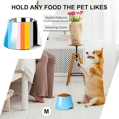Dog Bowls,Cone Friendly Non Slip Single Dog Bowl with Stainless Steel Inner, Raised Bowls for Small Dogs Spaniel Dogs Long Ear, High Capacity, M/2 Cup Pink