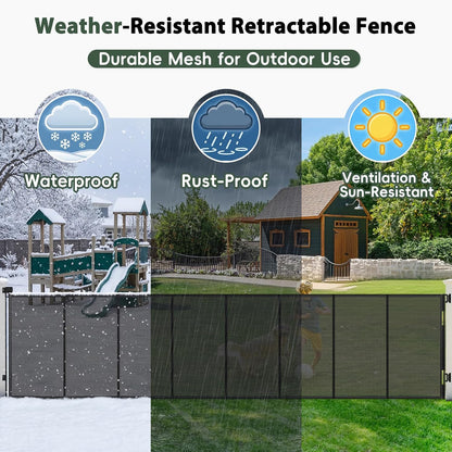 250" Reinforced Extra Wide Baby Gate Retractable Dog Gate, 21ft Extra Long Baby Gate Retractable Gates for Dogs, 48" Extra Tall Pet Gate Retractable Fence Outdoor Gate for Deck/Garage/Patio, Black