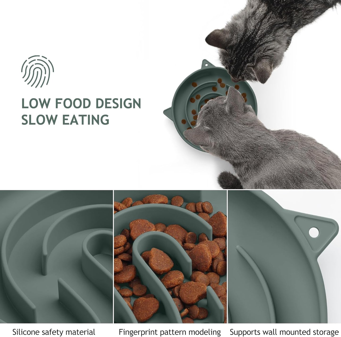 Coomazy Large Silicone Slow Feeder Dog Bowls, Interactive Puzzle Toy for Pets Food Training, Keeps Dogs Busy, Prevents Puppy Overeating (Dark Green, Large: 3.2Cup)