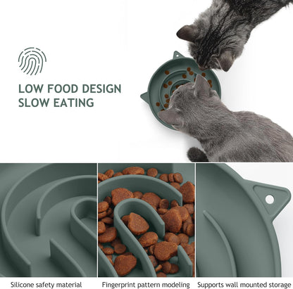 Coomazy Large Silicone Slow Feeder Dog Bowls, Interactive Puzzle Toy for Pets Food Training, Keeps Dogs Busy, Prevents Puppy Overeating (Dark Green, Large: 3.2Cup)