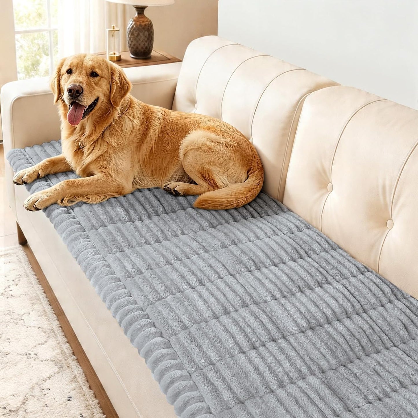 SearchI Couch Covers for Dogs Washable, Non Slip Fuzzy Pet Couch Cover for Sofa, Thick Soft Sofa Covers Couch Protector for Dogs Pet Friendly(Grey, 27.6" x 70.9")
