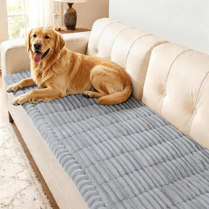 SearchI Couch Covers for Dogs Washable, Non Slip Fuzzy Pet Couch Cover for Sofa, Thick Soft Sofa Covers Couch Protector for Dogs Pet Friendly(Grey, 27.6" x 70.9")