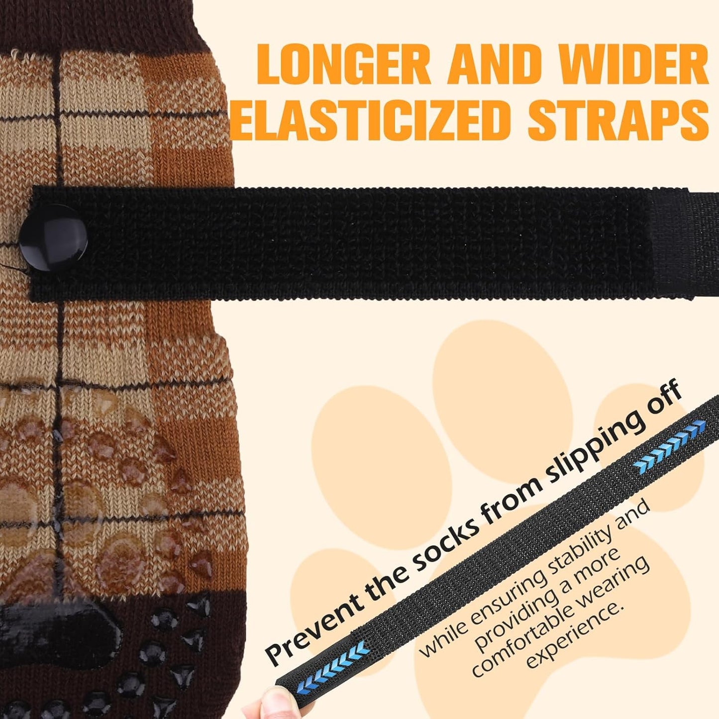 EXPAWLORER Dog Socks for Hardwood Floors, Dog Booties for Winter, Dog Boots & Paw Protectors Pavement to Prevent Licking, Anti Slip Dogs Shoes for Small Medium Large Senior Dogs,Khaki L