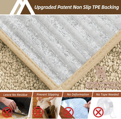 COSY HOMEER Edging Stair Treads Non-Slip Carpet Mat 28inX9in Indoor Stair Runners for Wooden Steps, Edging Stair Rugs for Kids and Dogs, 100% Polyester TPE Backing (7pc, Beige)