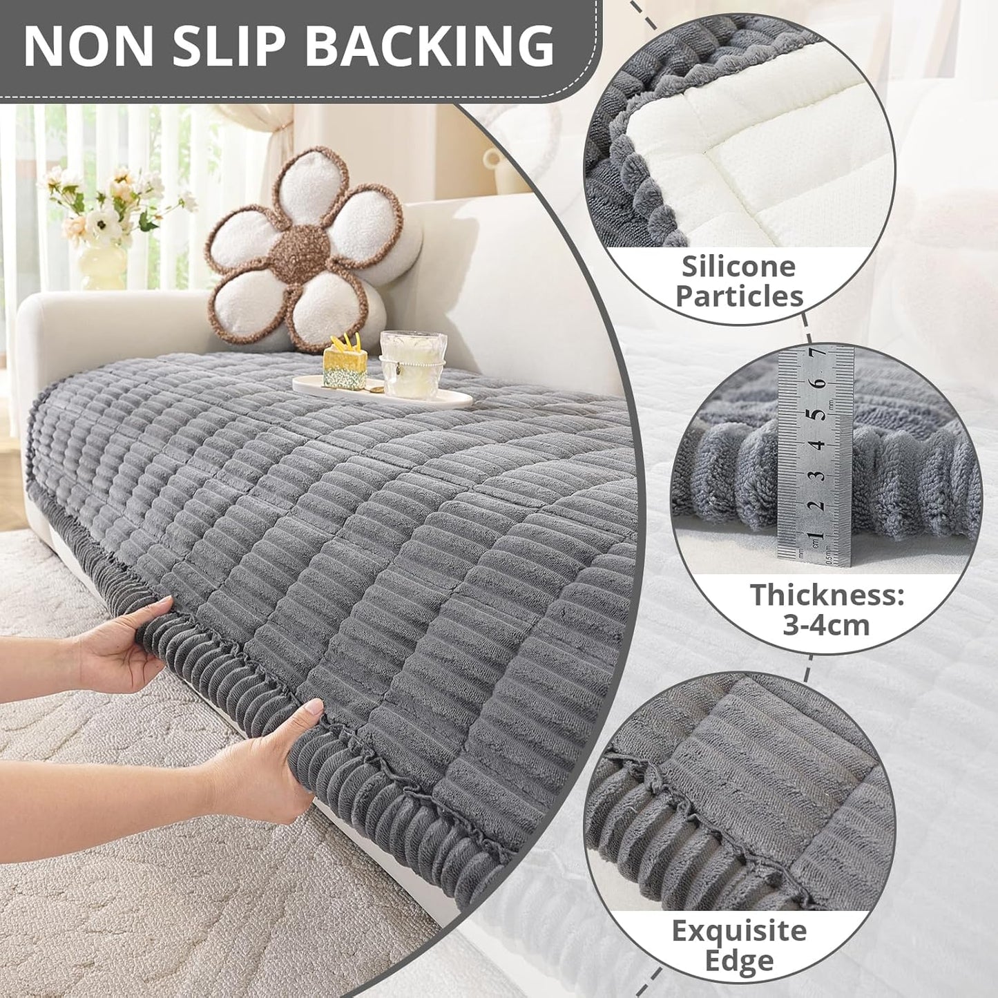 OstepDecor Couch Cover for Dogs, Washable Non Slip Sofa Cover for Pets, Soft Couch Covers for Sofa, Loveseat and Sectional, Furniture Protector Against Pet Hair & Scratches (27.6" x 27.6", Khaki)