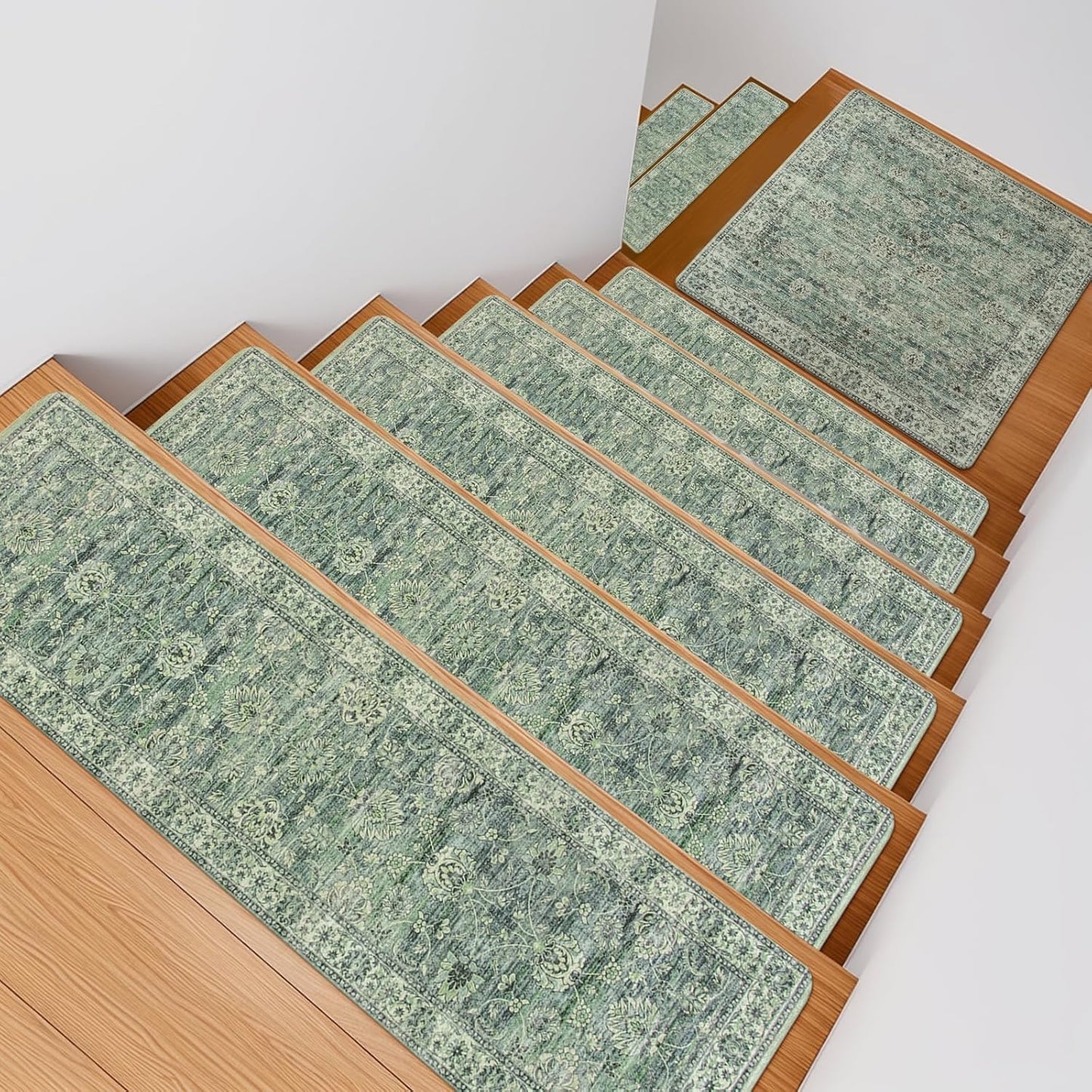 OJIA Extra Non-Slip Stair Treads for Wooden Steps 15PCS, 30"X8" Rubber Indoor Stair Runner Slip Resistant Stair Rugs Safety Mats for Dogs, Kids & Elders, Stairway Grip Step Treads, Gray