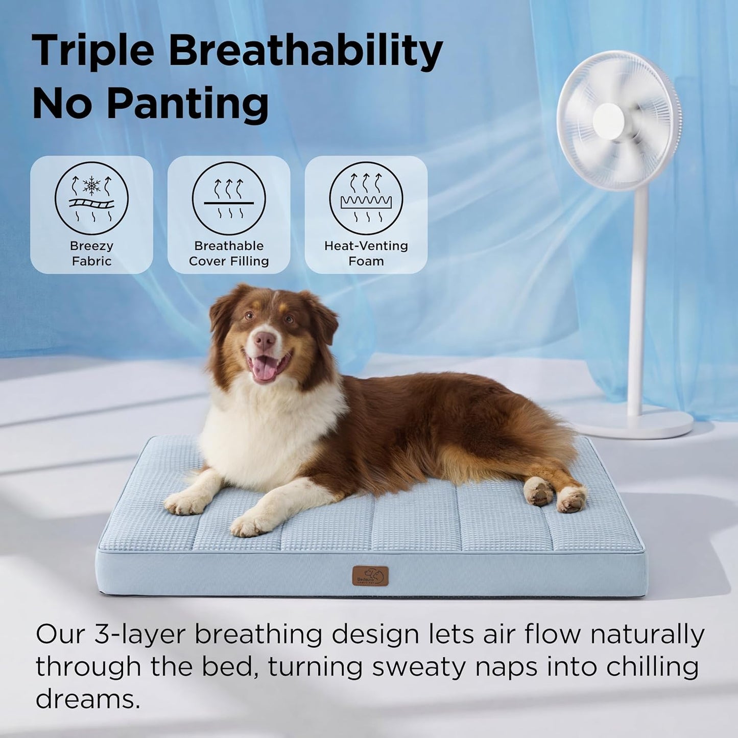 Bedsure Dog Beds Large Sized Dog - Comfy Flat Pet Beds with Removable Washable Cover, Orthopedic Egg Crate Foam Puppy Mat, Suitable for Pet Up to 65 lbs