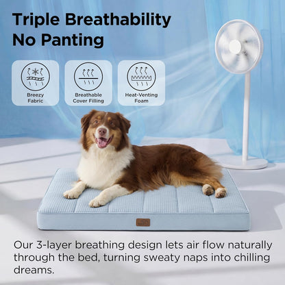 Bedsure Dog Beds Large Sized Dog - Comfy Flat Pet Beds with Removable Washable Cover, Orthopedic Egg Crate Foam Puppy Mat, Suitable for Pet Up to 65 lbs