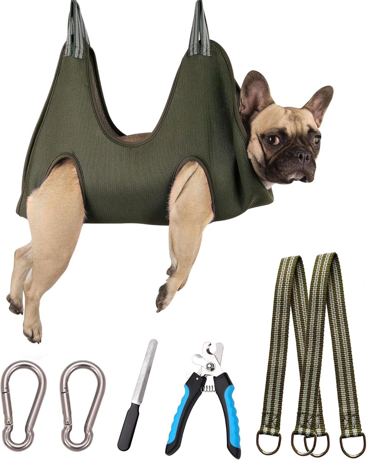 Kkiimatt 10 in 1 Pet Grooming Hammock Harness with Nail Clippers/Trimmer, Nail File, Dog Hammock/Grooming Sling for Nail Trimming/Clipping