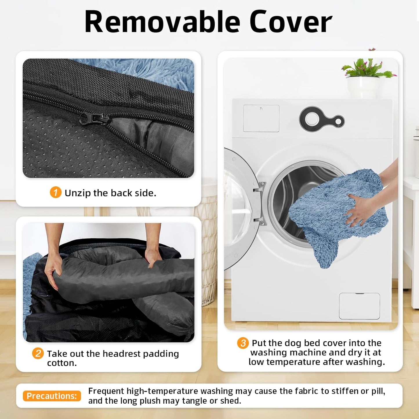 Calming Dog Bed Fluffy Plush Dog Mat for Furniture Protector with Removable Washable Cover for Large Medium Small Dogs and Cats (Large, Light Grey)