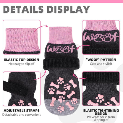KOOLTAIL Dog Socks Shoes for Hot Pavement to Prevent Licking Paws, Winter Dog Boots&Paw Protector for Hardwood Floors Anti Slip,Traction Control Grip Booties for Small Medium Large Senior Dogs,Black M