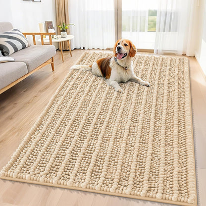 Smiry Dog Door Mat for Muddy Paws 30x20, Extra Soft Absorbent Chenille Doormat, Trap Moisture and Dirt, Non-Slip Machine Washable Front Door Mat for Indoor Entrance Inside Floor, Grey