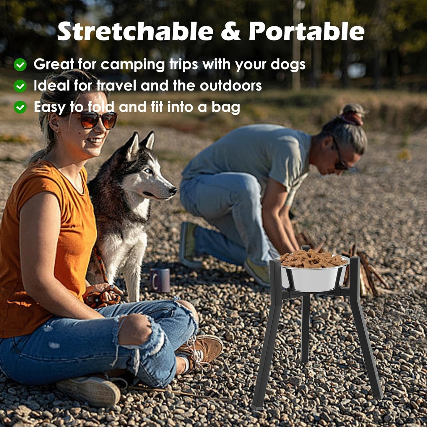 SHAINFUN Raised Dog Bowl Stand for Large Dogs 11" Height Adjustable Width 7-10.6" Single Tall Elevated Dog Bowls Stand, Food & Water Feeder Holder for Large Breeds (Bowl Not Included)